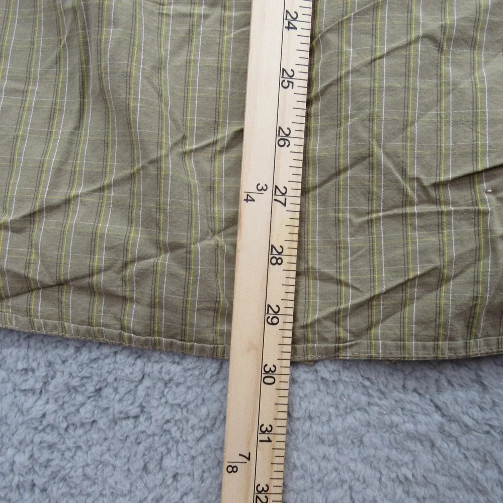 The North Face Mens Large Short Sleeve Plaid‎ Button Down Shirt Olive Green Tan